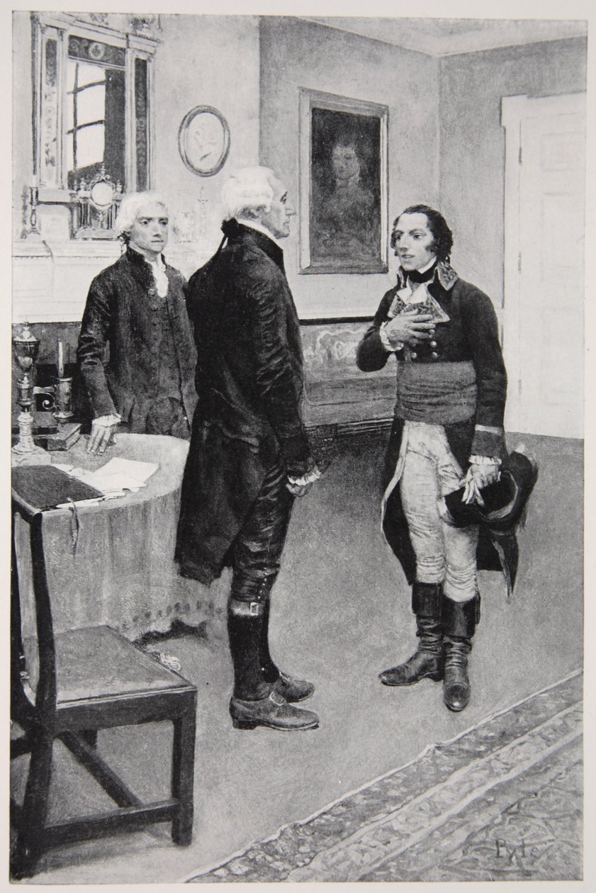 Citizen Genet presenterades formellt till Washington den 19 april 1793 av Howard Pyle