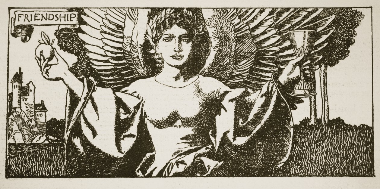 Vänskap, illustration från "Berättelsen om mästarna vid det runda bordet" av Howard Pyle