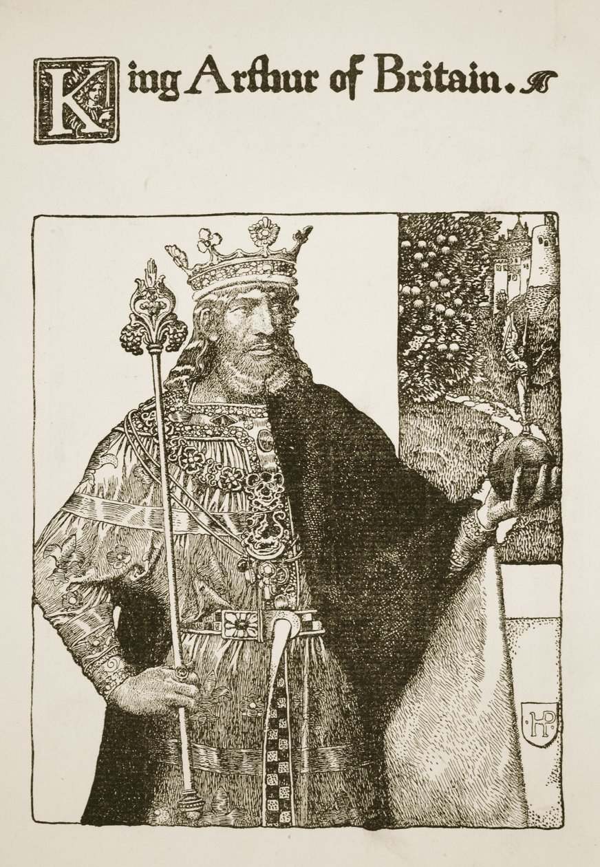 Kung Arthur av Storbritannien, illustration från "Berättelsen om kung Arthur och hans riddare", 1903 av Howard Pyle