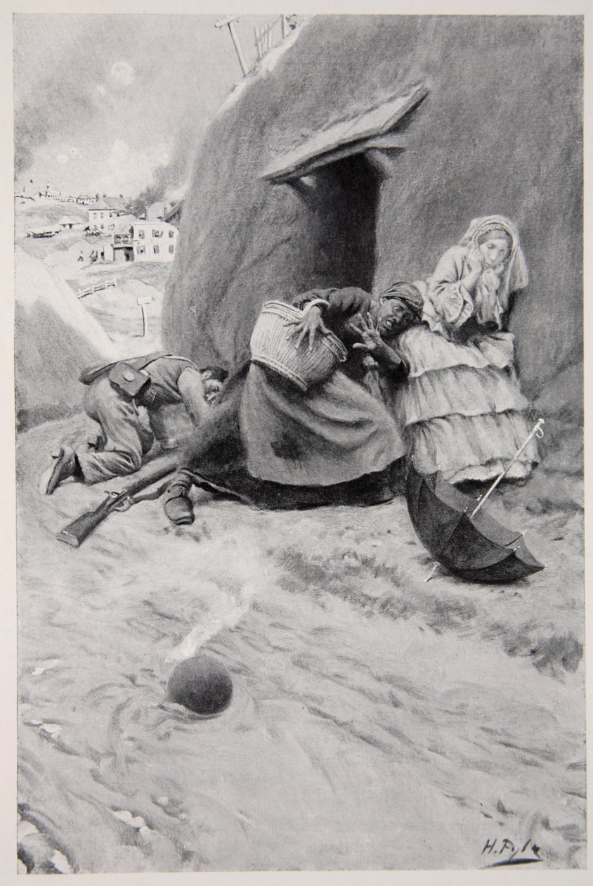 Icke-stridande tar skydd under belägringen av Vicksburg av Howard Pyle