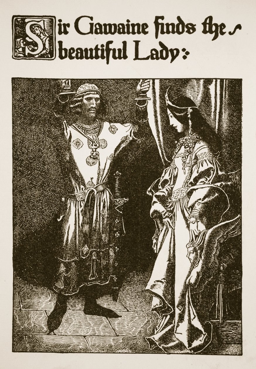 Sir Gawaine hittar den vackra damen, illustration från 