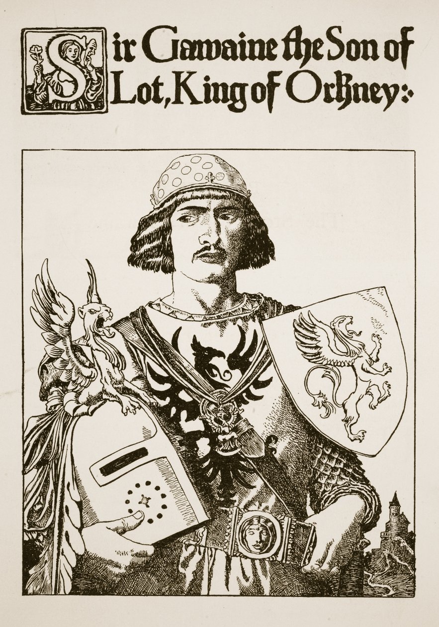 Sir Gawaine the Son of Lot, kung av Orkney, illustration från 