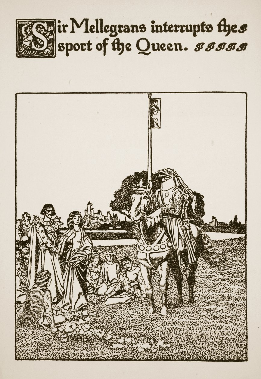 Sir Mellegarans avbryter drottningens sport, illustration från 