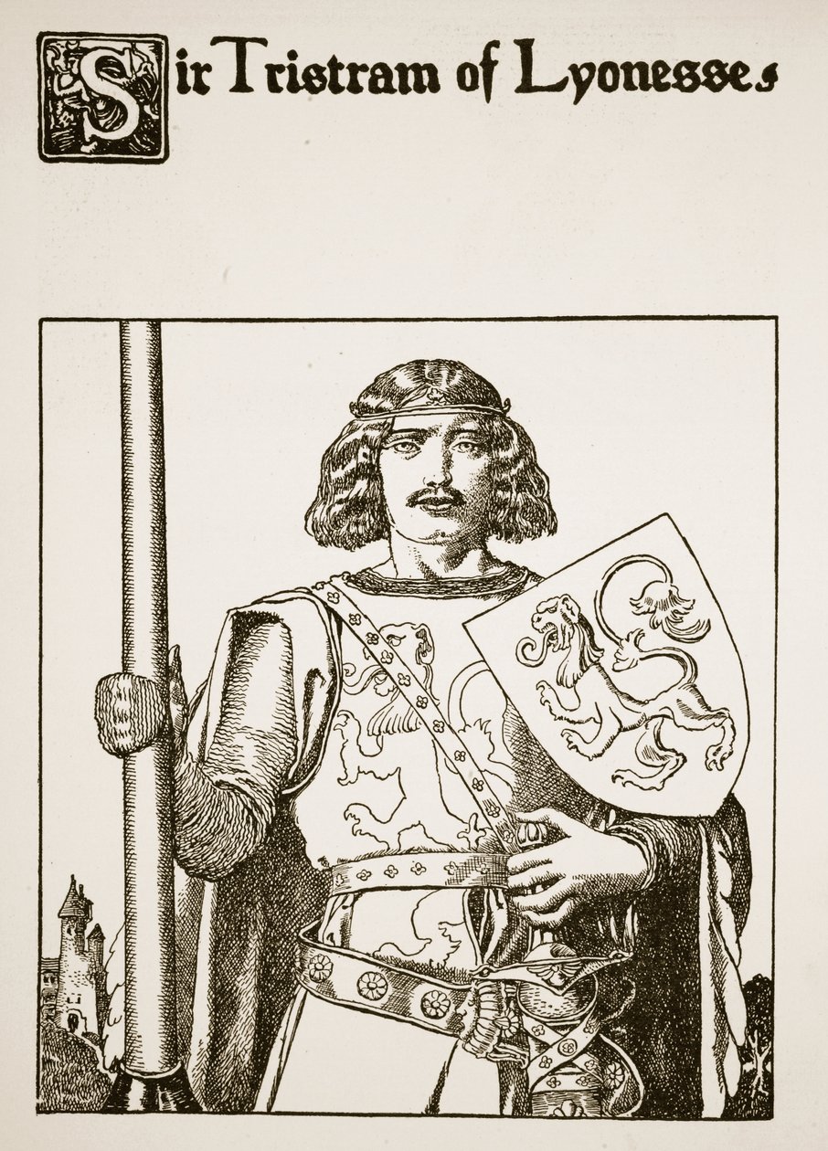 Sir Tristram från Lyonesse, illustration från "The Story of the Champions of the Round Table" av Howard Pyle