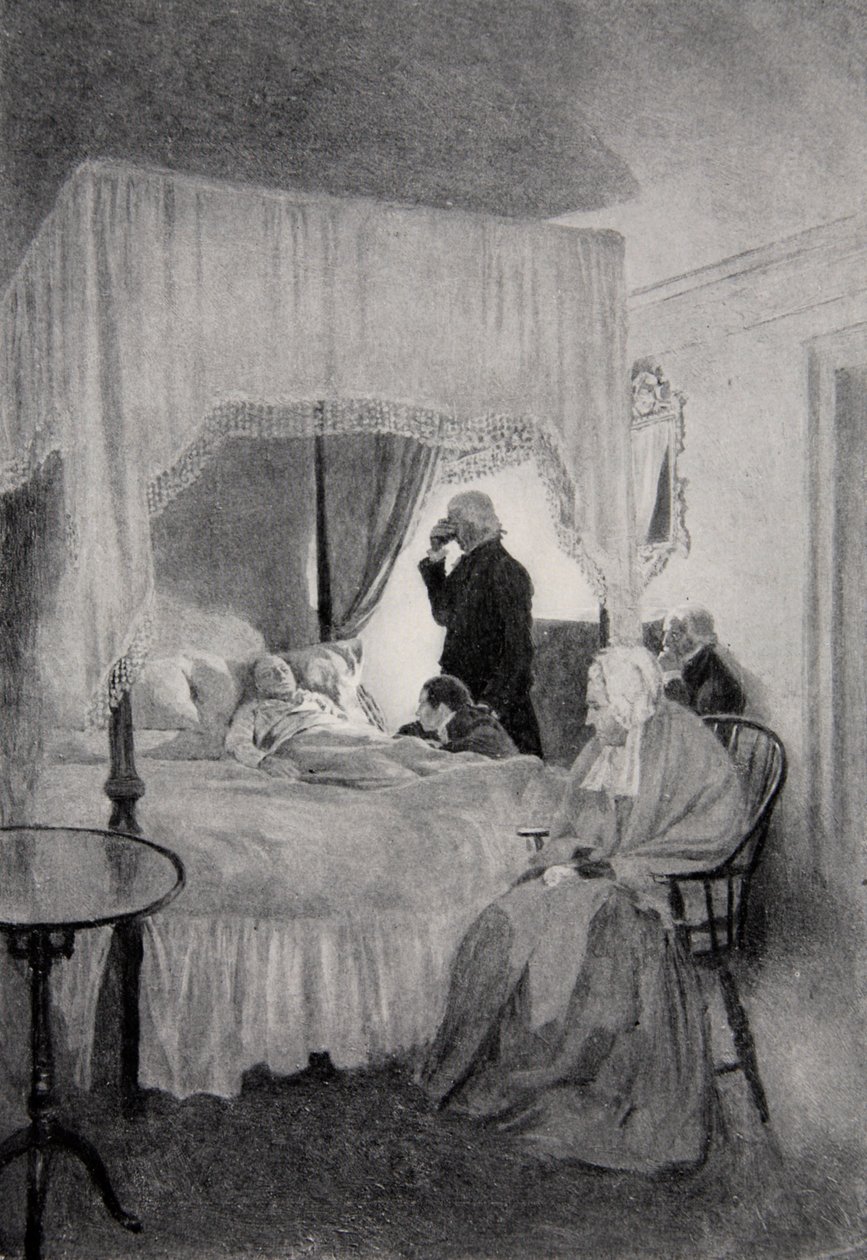 Washingtons död i Mount Vernon den 14 december 1799 av Howard Pyle