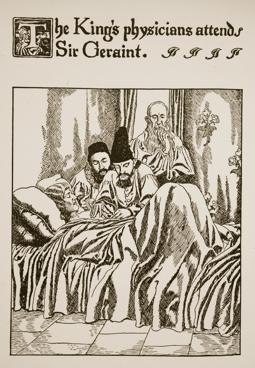 Kungens läkare går till Sir Geraint, illustration från 