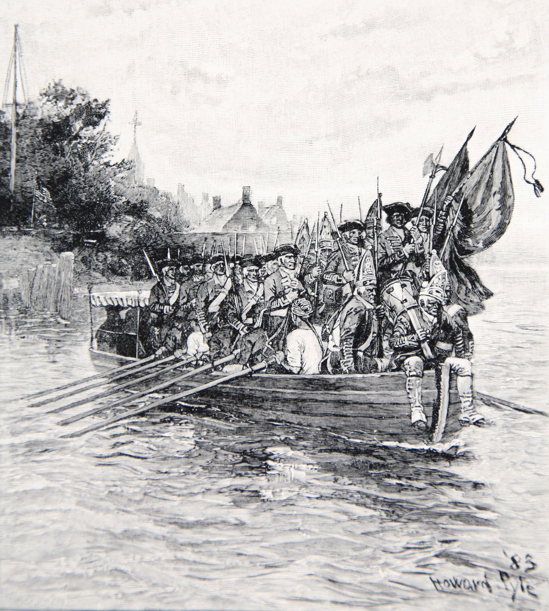 Den sista båtlasten av britterna som lämnar New York av Howard Pyle
