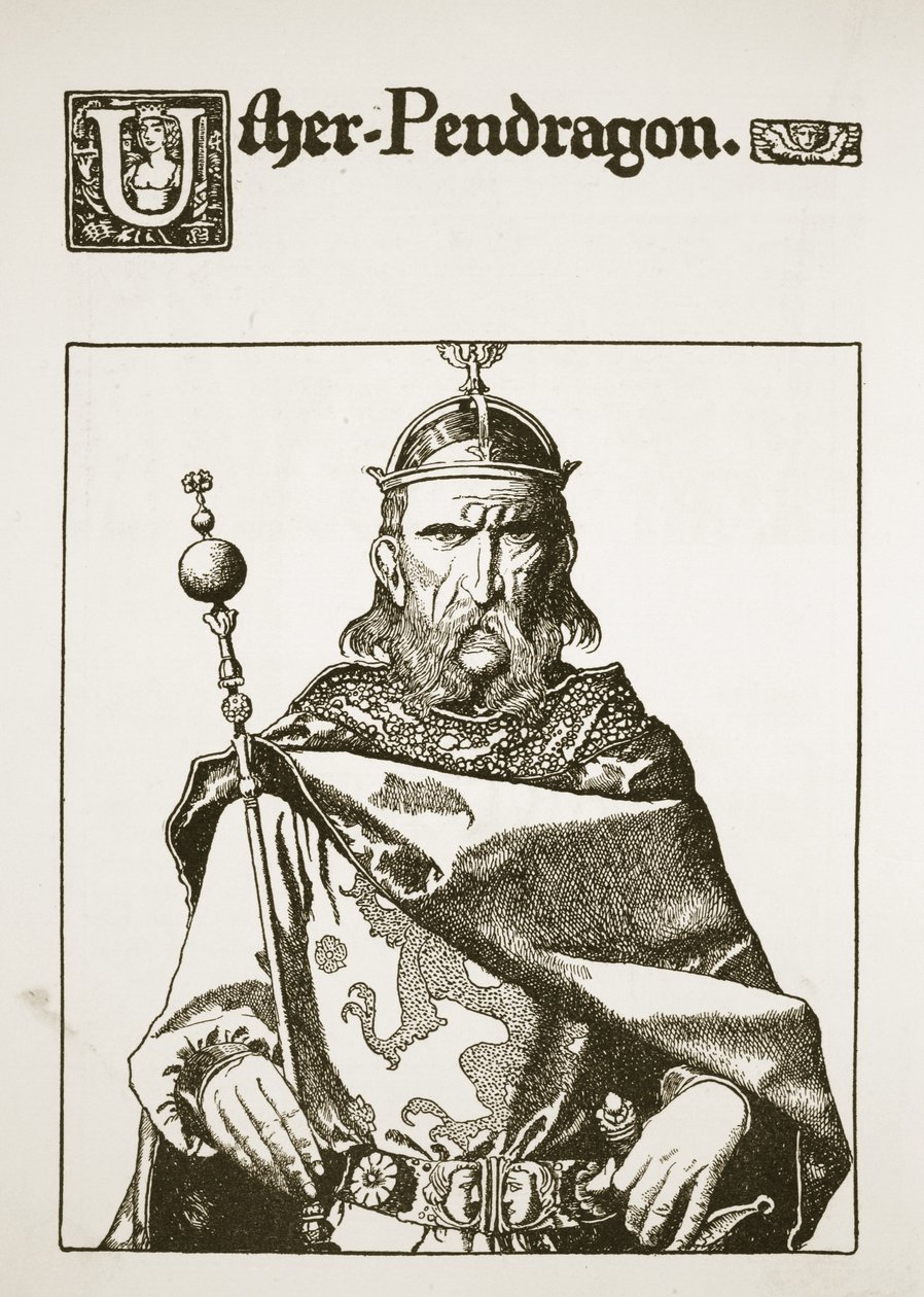 Uther Pendragon, illustration från "Berättelsen om kung Arthur och hans riddare", 1903 av Howard Pyle