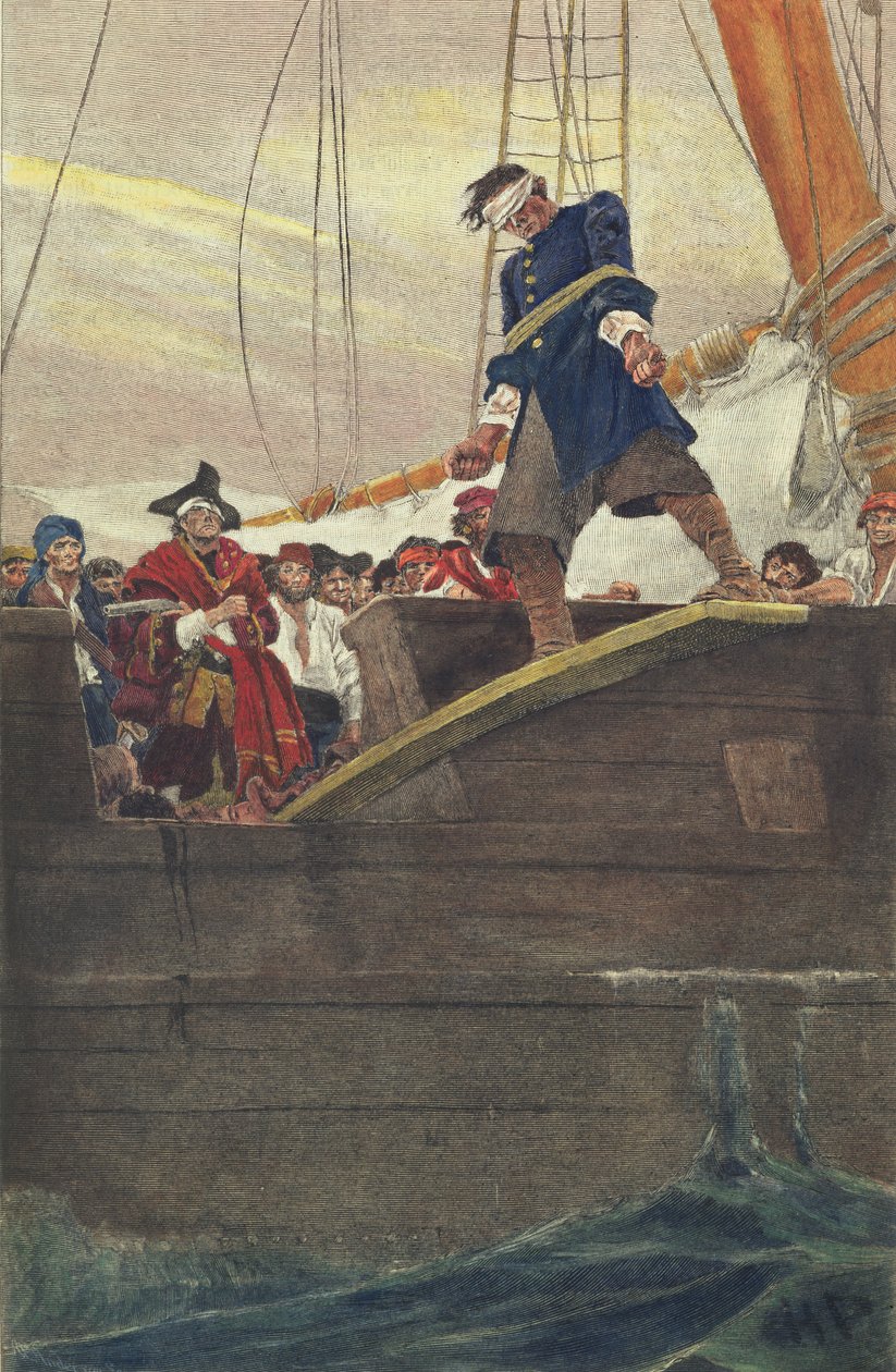 Walking the Plank, graverad av Anderson av Howard Pyle