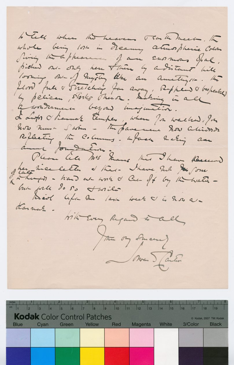 Sida 2 i ett brev från Howard Carter till Kingsmill Marrs, 25 oktober 1908 (penna och bläck på papper) av Howard Carter
