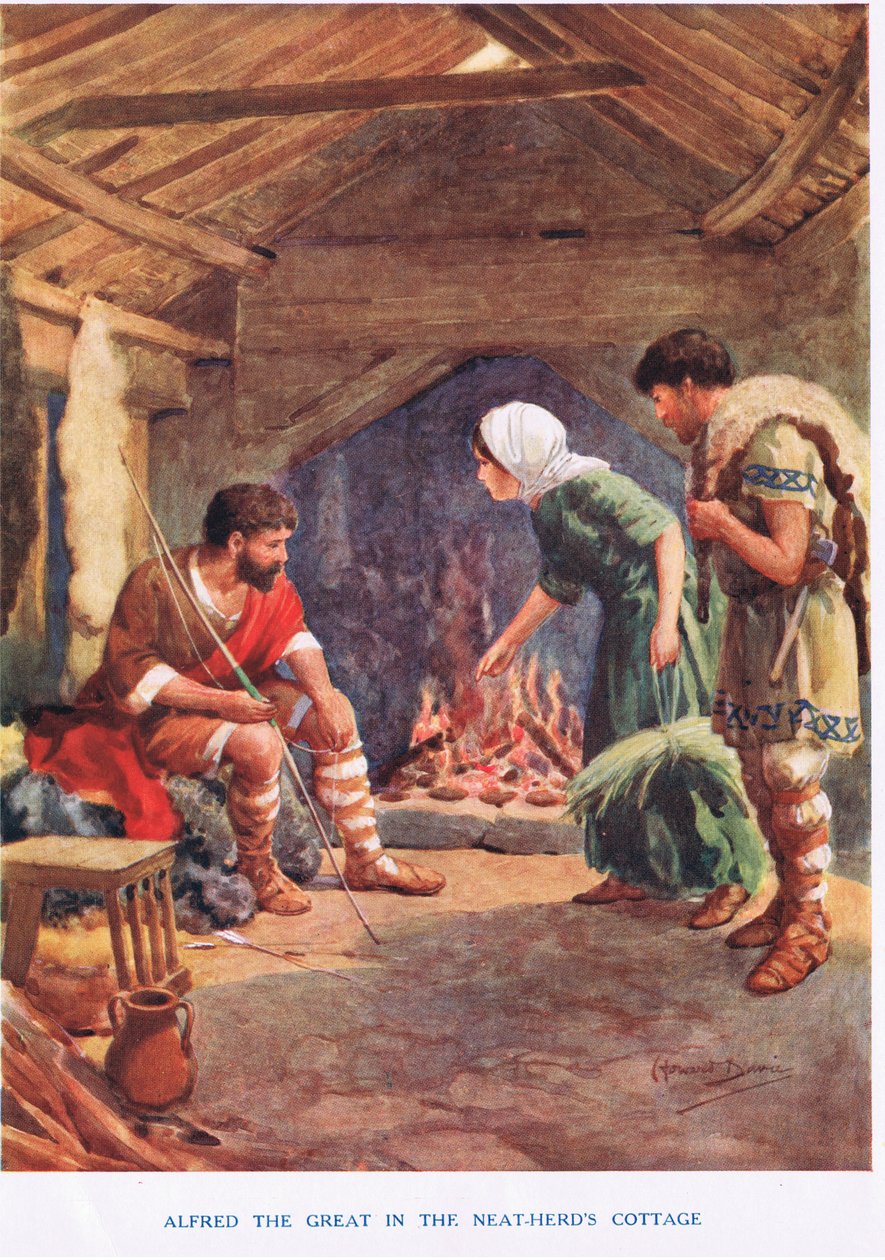 Alfred den store i den prydliga flockens stuga, illustration från 