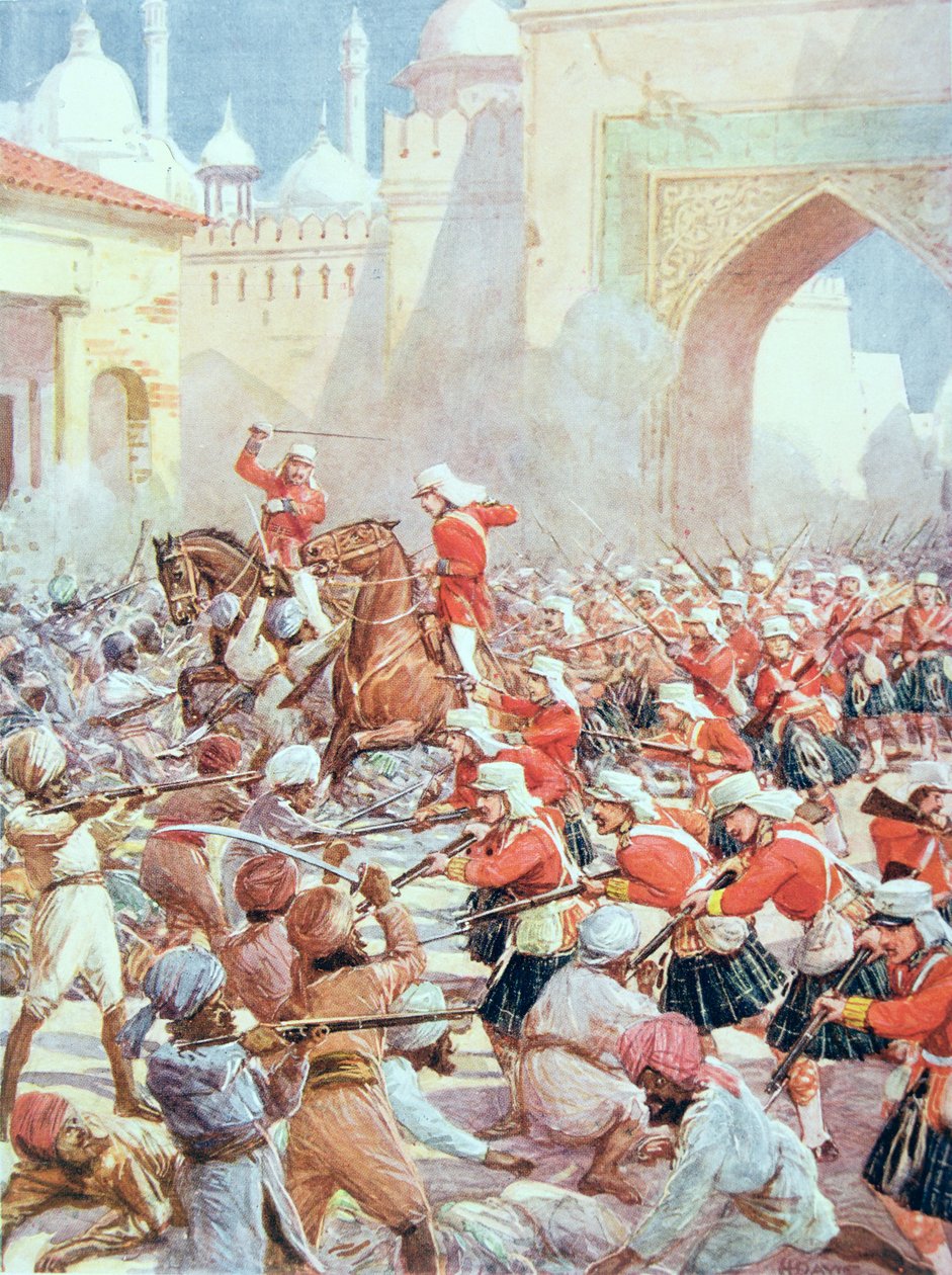 Sir Henry Havelock (1795-1857) vid reliefen i Lucknow av Howard Davie