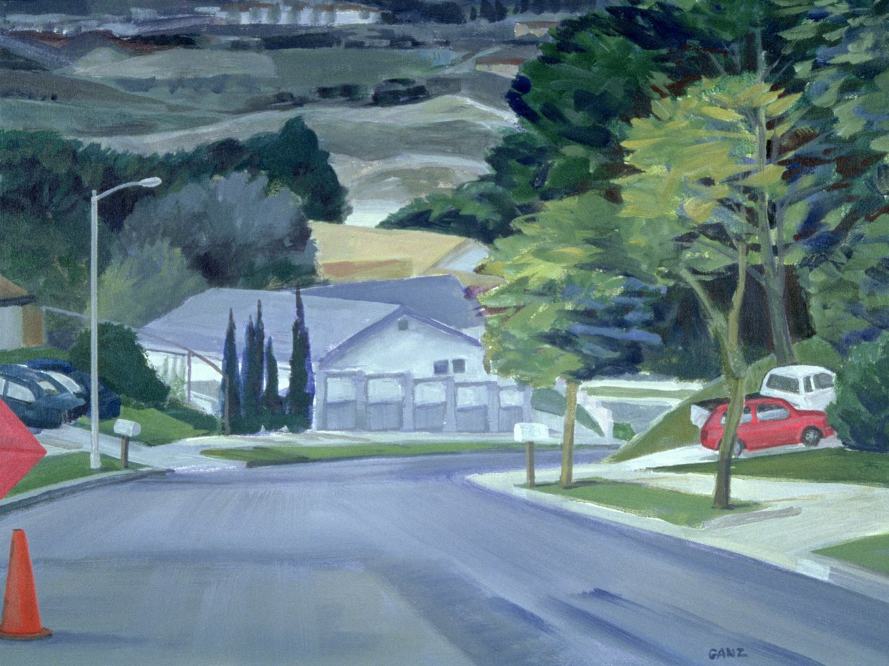 Looking Down My Street, 2000 (akryl på duk) av Howard Ganz