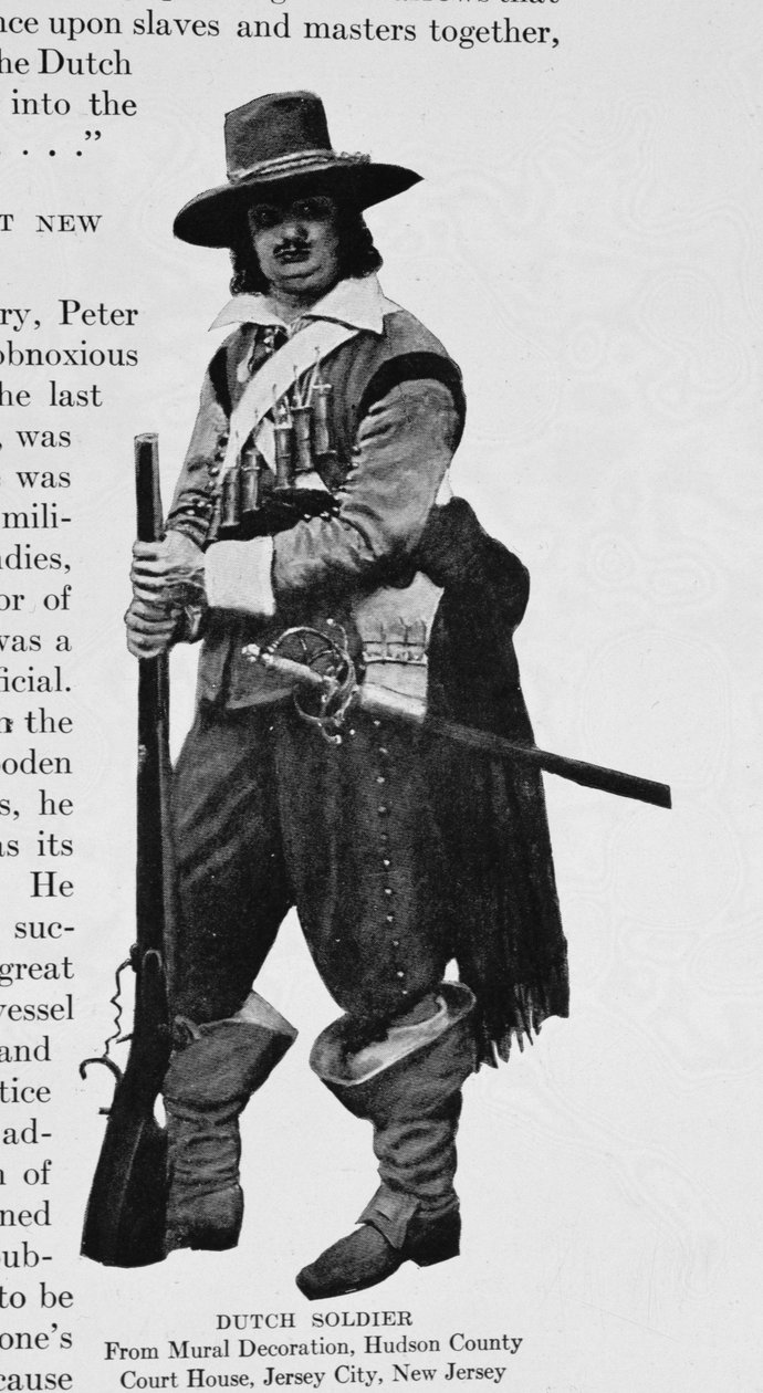 En holländsk soldat, från väggmålningsdekorationen i Hudson County Court House, Jersey City, New Jersey av Howard Pyle