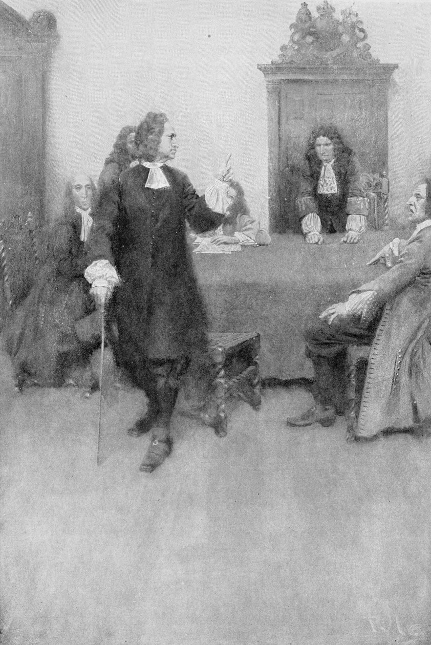 En intervju mellan Sir Edmund Andros och James Blair illustration från "Colonies and Nation" av Woodrow Wilson, pub. i Harper