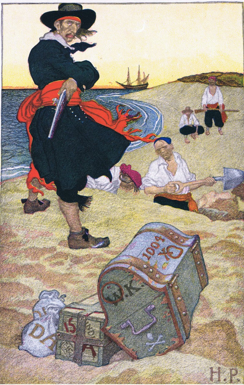 Begravd skatt, från Howard Pyles Book of Pirates publicerad av Harper & Bros, 1921 av Howard Pyle