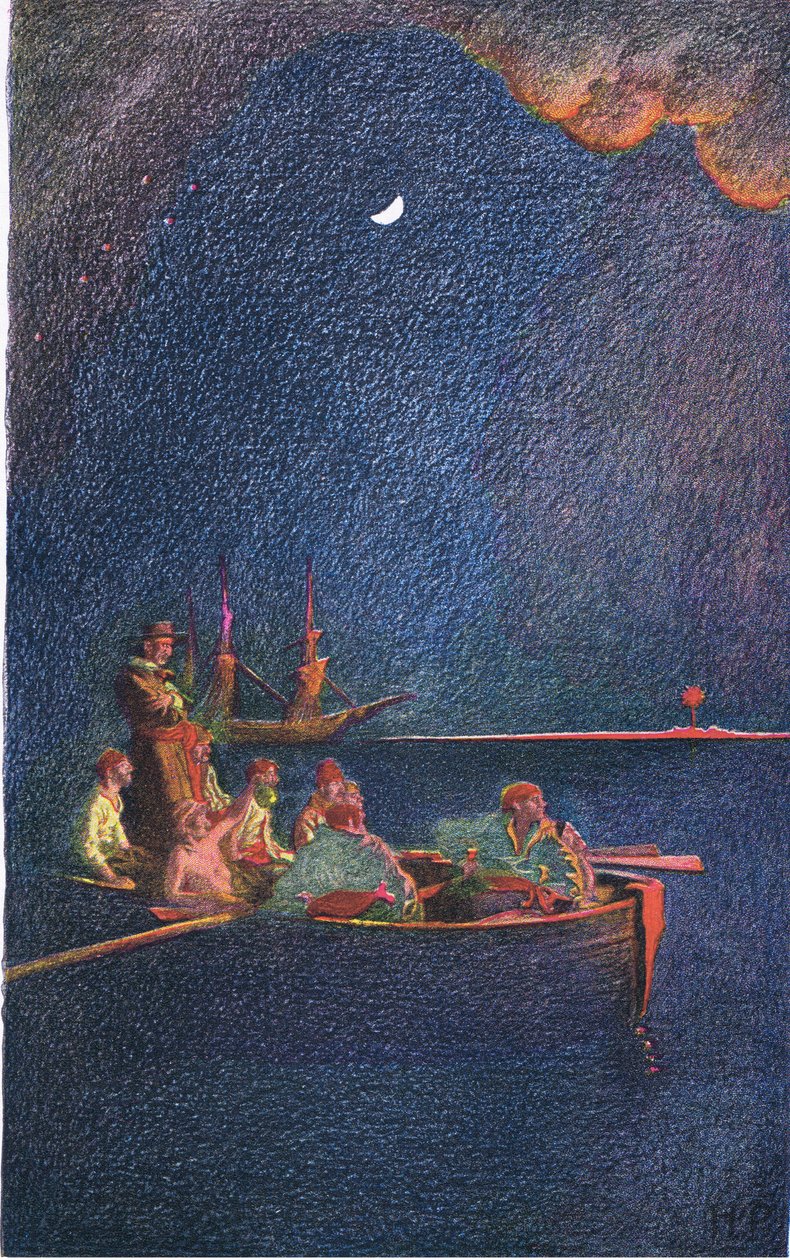 Burning the ship, från Howard Pyles Book of Pirates publicerad av Harper & Bros, 1921 av Howard Pyle