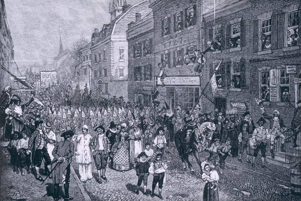 Karneval i Philadelphia, illustration från "Slaget vid Monmouth Court House" av Benson J. Lossing, pub. i Harper