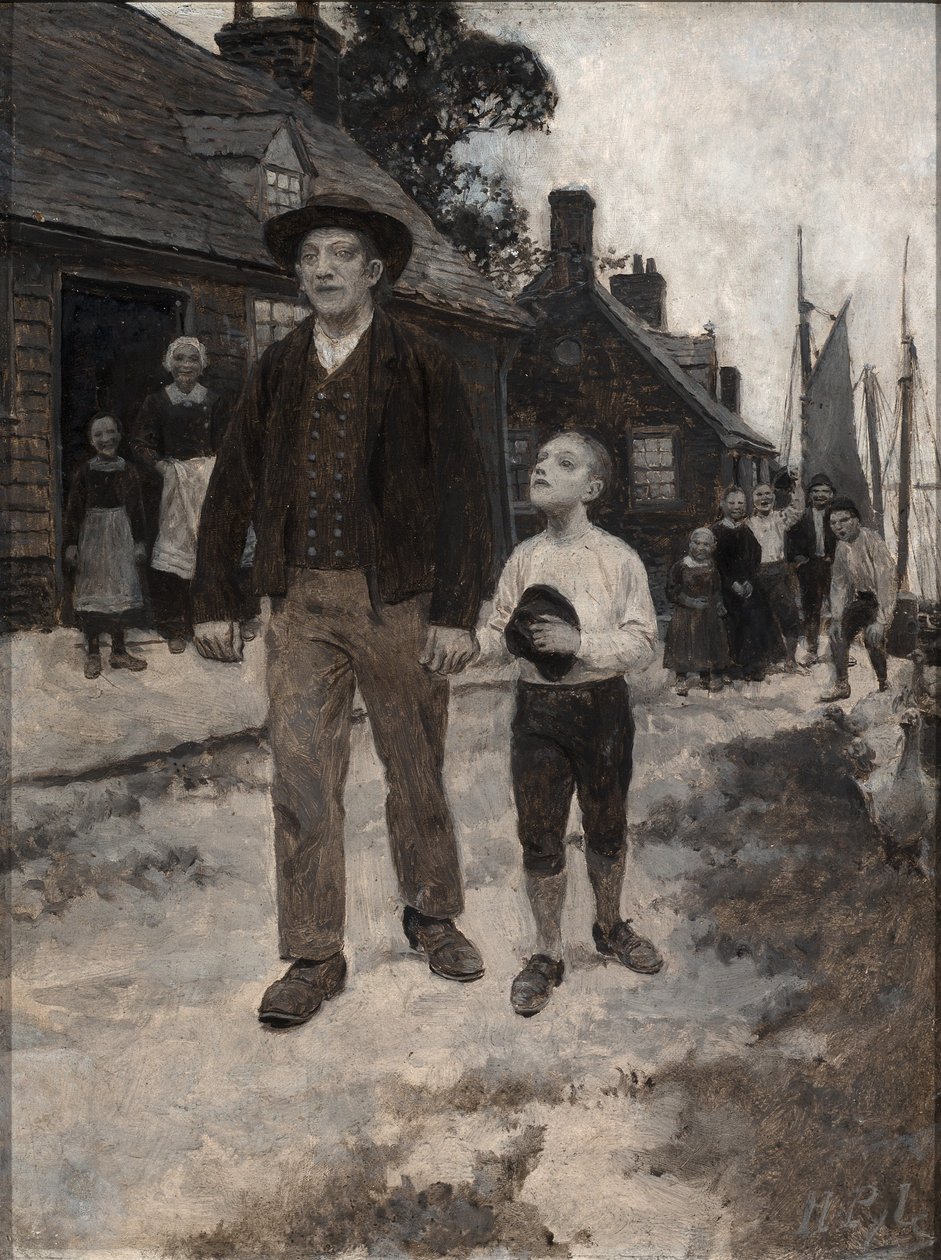 David såg upp i Hans Krouts ansikte, från "The Garden Behind the Moon" av Howard Pyle, publicerad 1895 (s/v foto) av Howard Pyle