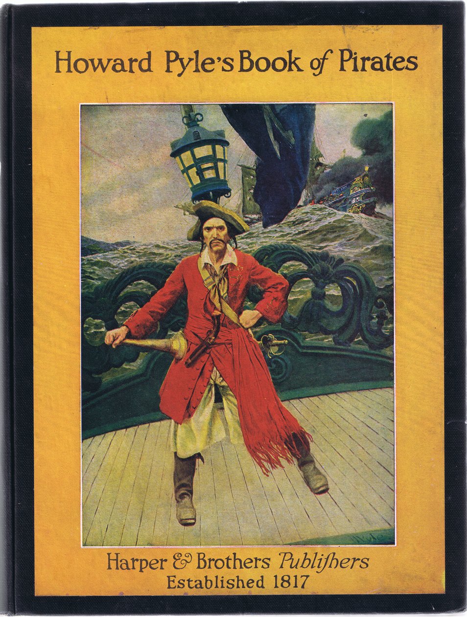 Framsidans design, från Howard Pyles Book of Pirates publicerad av Harper & Bros, 1921 av Howard Pyle