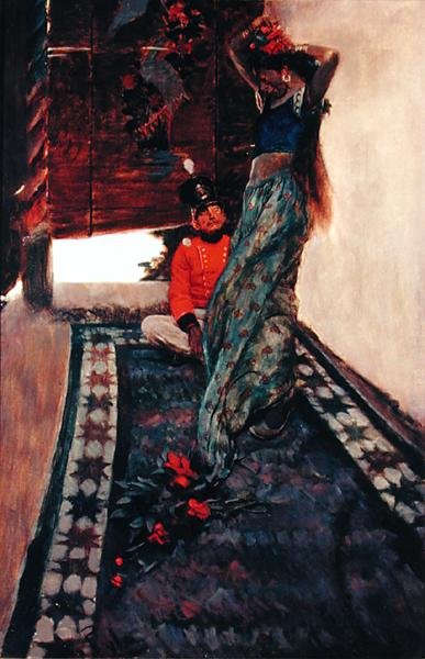 I Sat at her Feet While she Drilled the Island Language into Me, från "Sinbad in Burrator", av Arthur Quiller-Couch (1863-1944), publicerad i Scribner