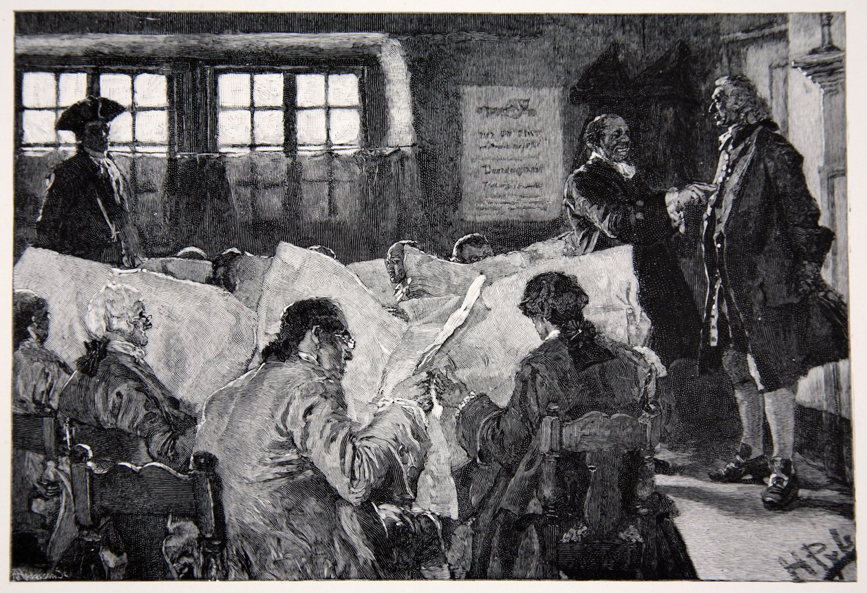 I läsesalen på ett kaffehus i New York av Howard Pyle