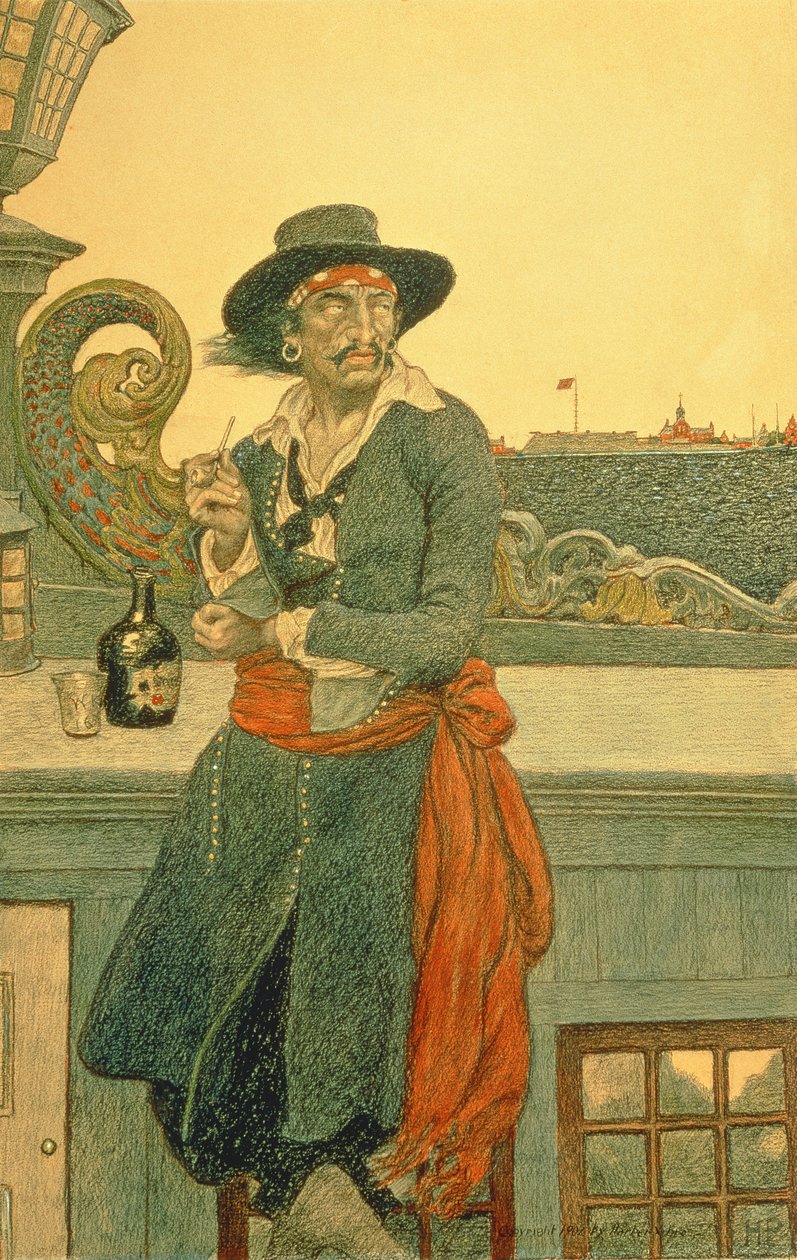 Kidd on the Deck of the "Adventure Galley", från "The True Captain Kidd" av John D. Champlin, publicerad i Harper