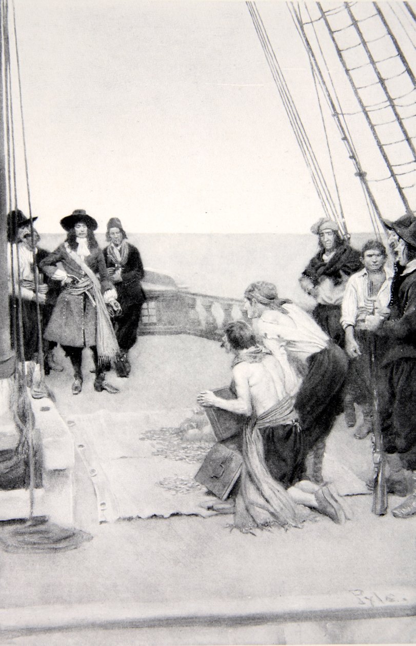 Phips bärgar de sjunkna skatterna, 1690-talet, publicerat i Harpers Magazine, 1901 av Howard Pyle
