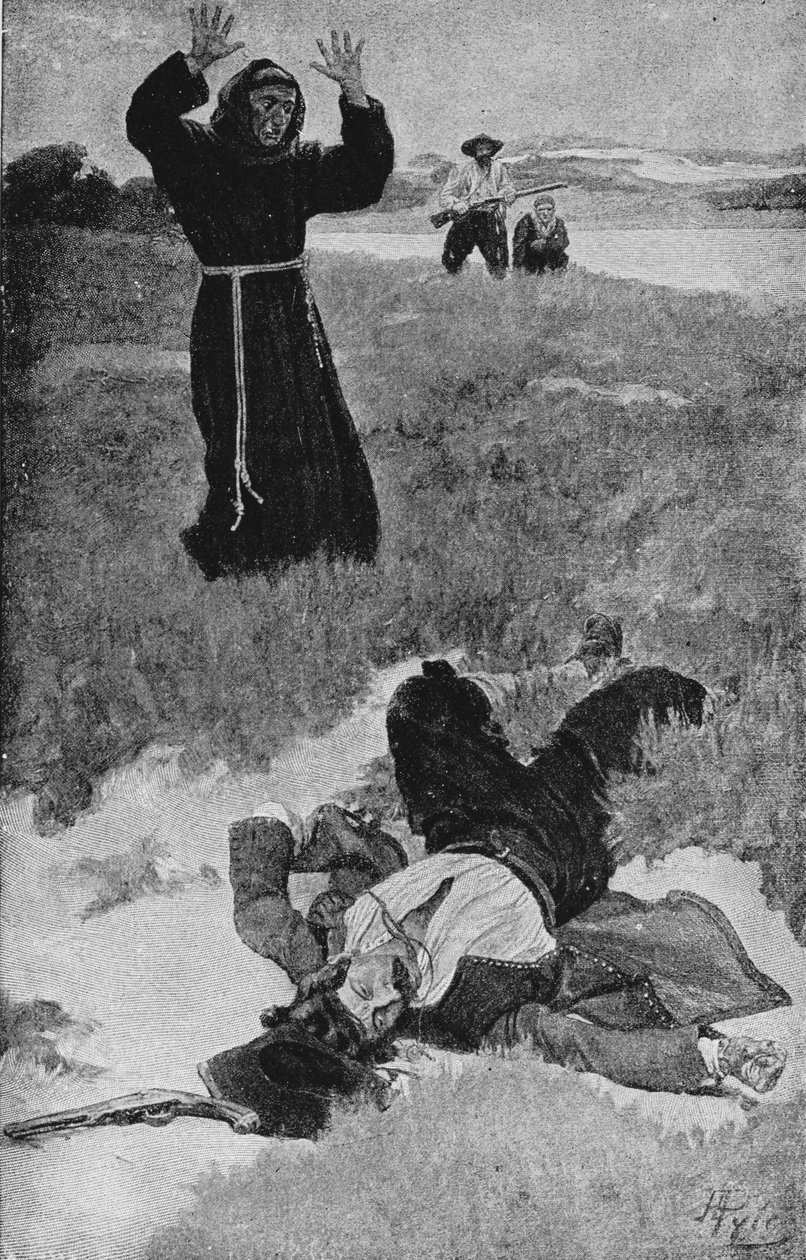 Mordet på La Salle, illustration från "La Salle and the Discovery of the Great West" av Francis Parkman av Howard Pyle