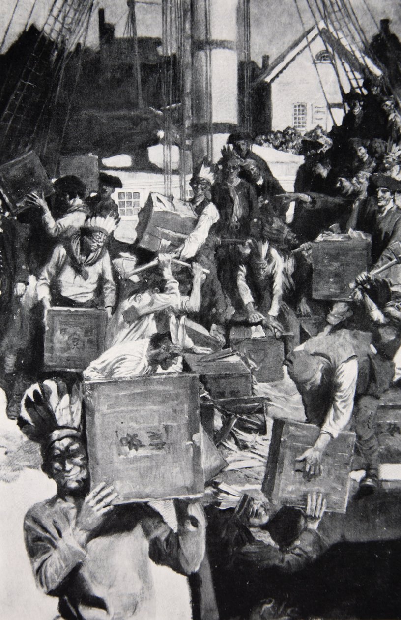 Boston Tea Party, illustration från Harper