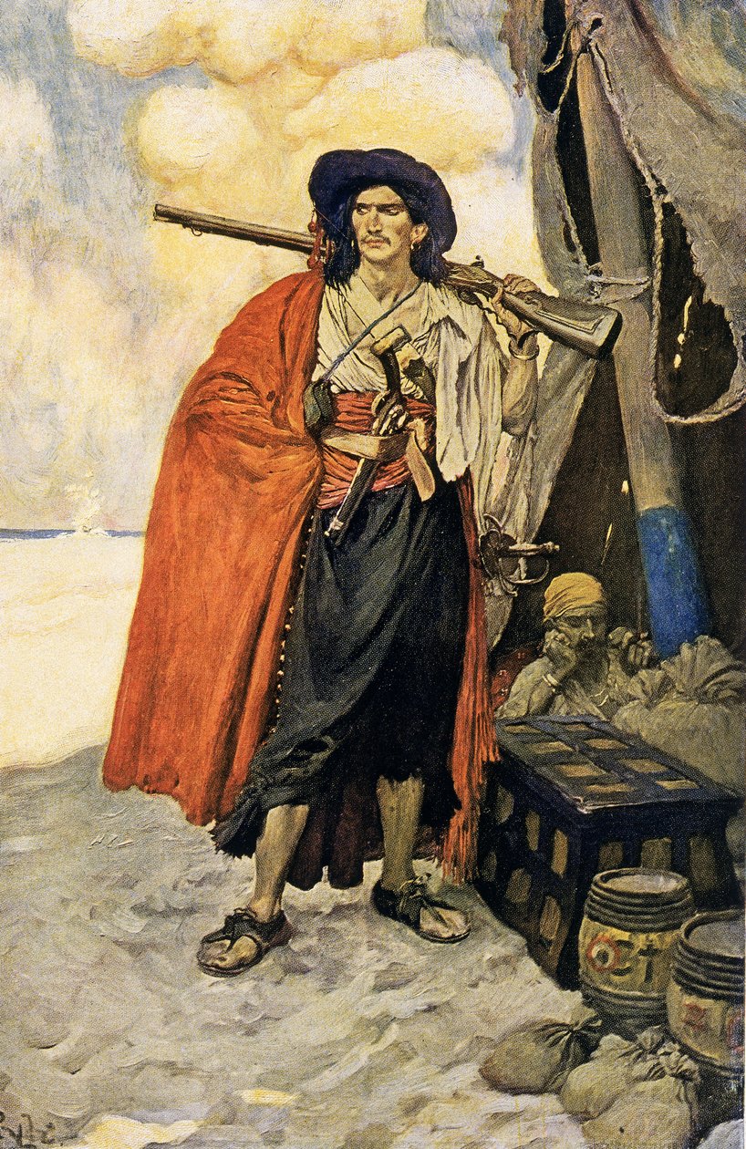 Sjörövaren var en pittoresk kamrat, tidigt 1900-tal (bokillustration) av Howard Pyle