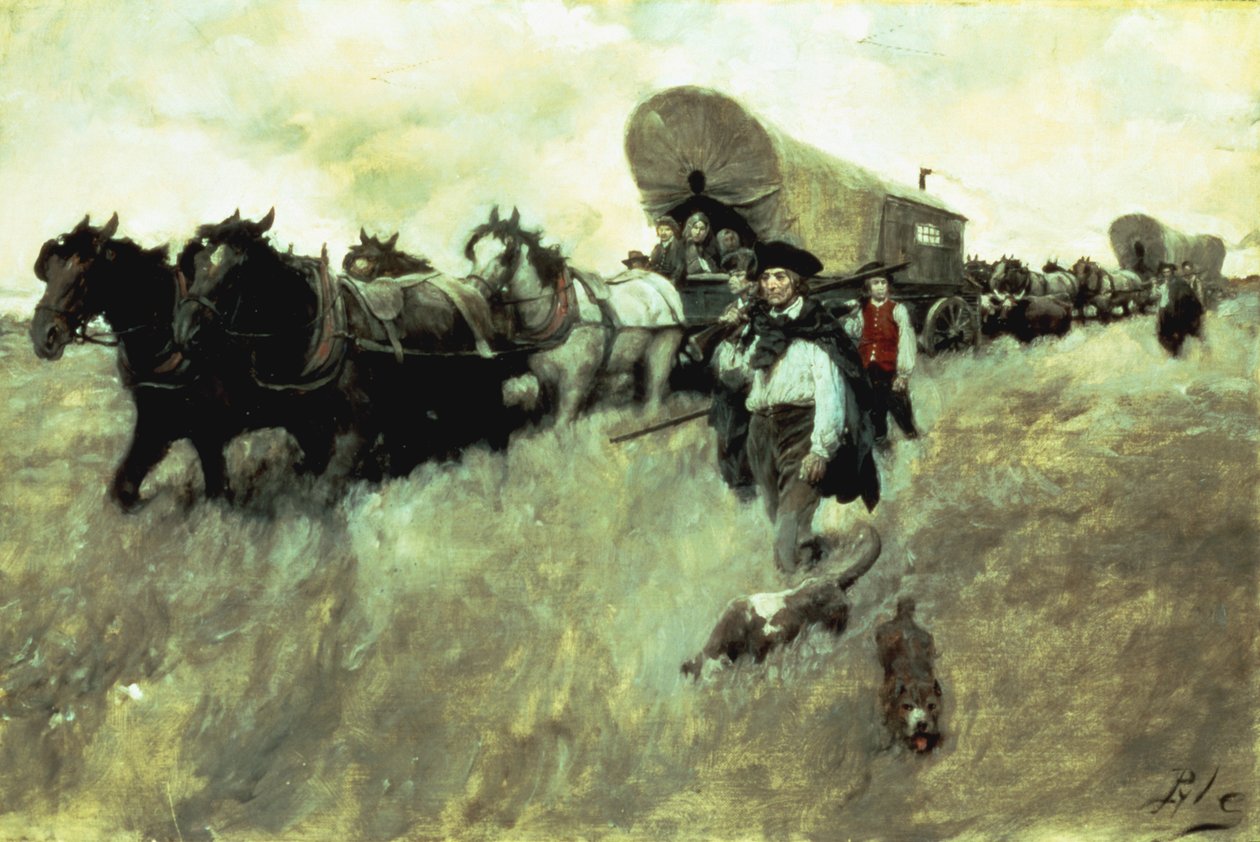 Connecticut-bosättarna på väg in i Western Reserve, 1795 av Howard Pyle