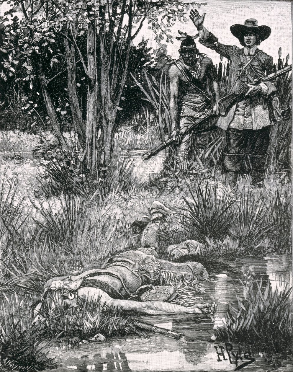 The Death of King Philip, graverad av A. Hayman, från Harper
