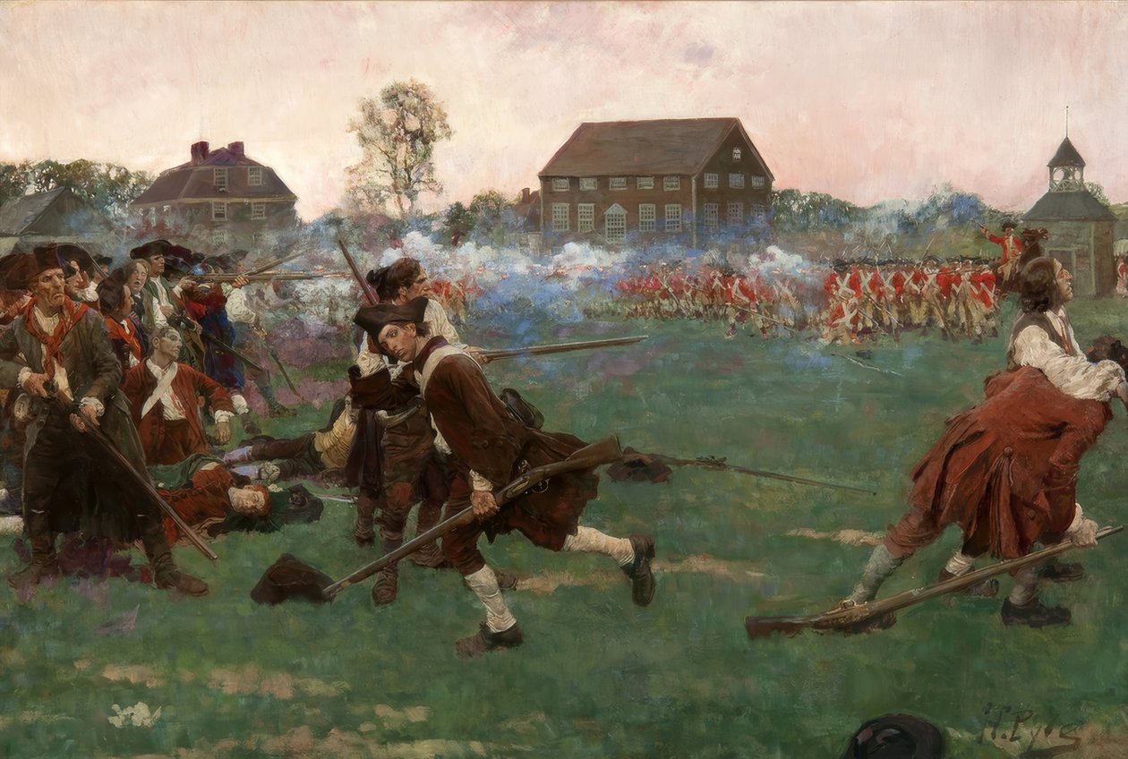 Striden på Lexington Common den 19 april 1775 av Howard Pyle