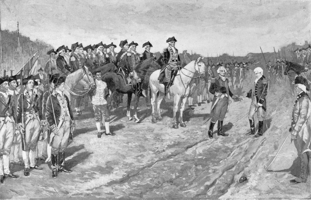 Överlämnandet av Cornwallis på Yorktown, illustration från "överlämnandet av Cornwallis", pub. i Harper