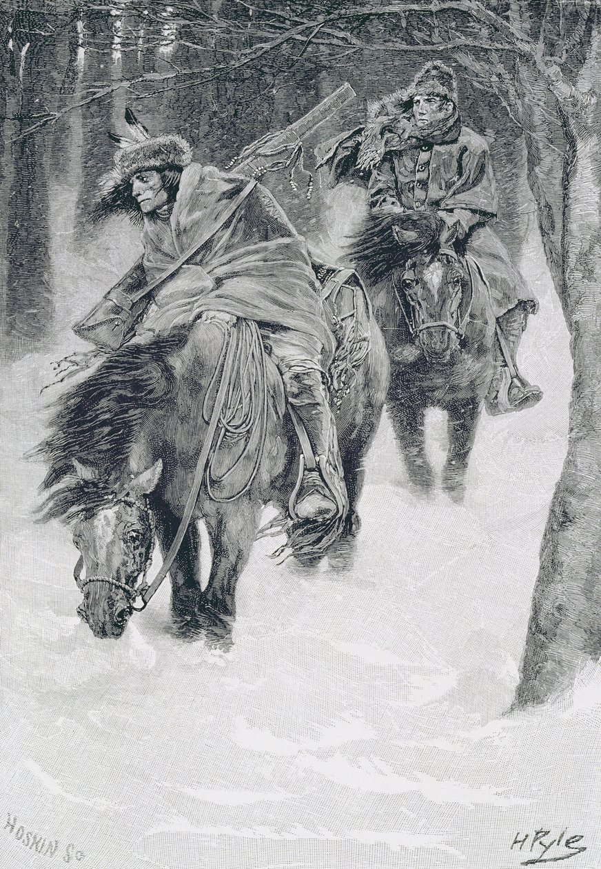 Resande i Frontier Days, illustration från "The City of Cleveland" av Edmund Kirke, pub. i Harper