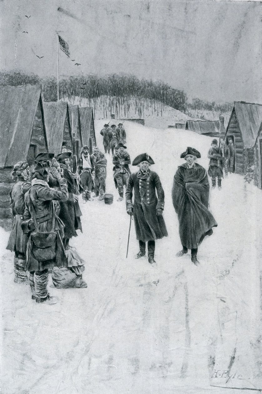 Washington och Steuben på Valley Forge, illustration från "General Washington" av Woodrow Wilson, pub. i Harper