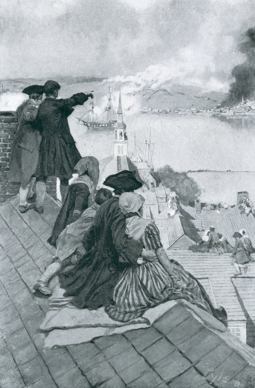 Titta på kampen vid Bunker Hill, illustration från "Colonies and Nation" av Woodrow Wilson, pub. i Harper