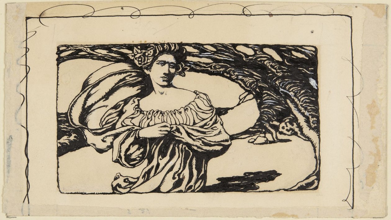 Kvinna och träd, illustration till Horatius av Howard Pyle