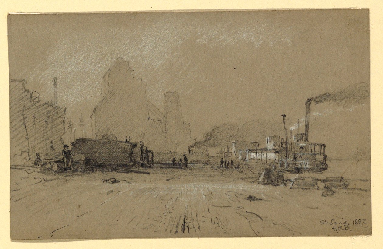 Teckning, Vid Mississippi i St Louis, 1887 av Howard Russell Butler