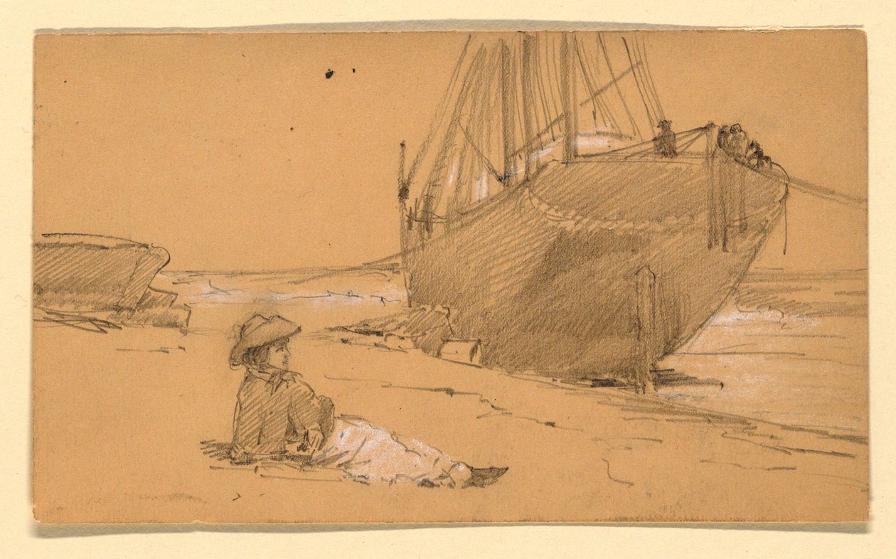 Teckning, Vid stranden, 1884 av Howard Russell Butler