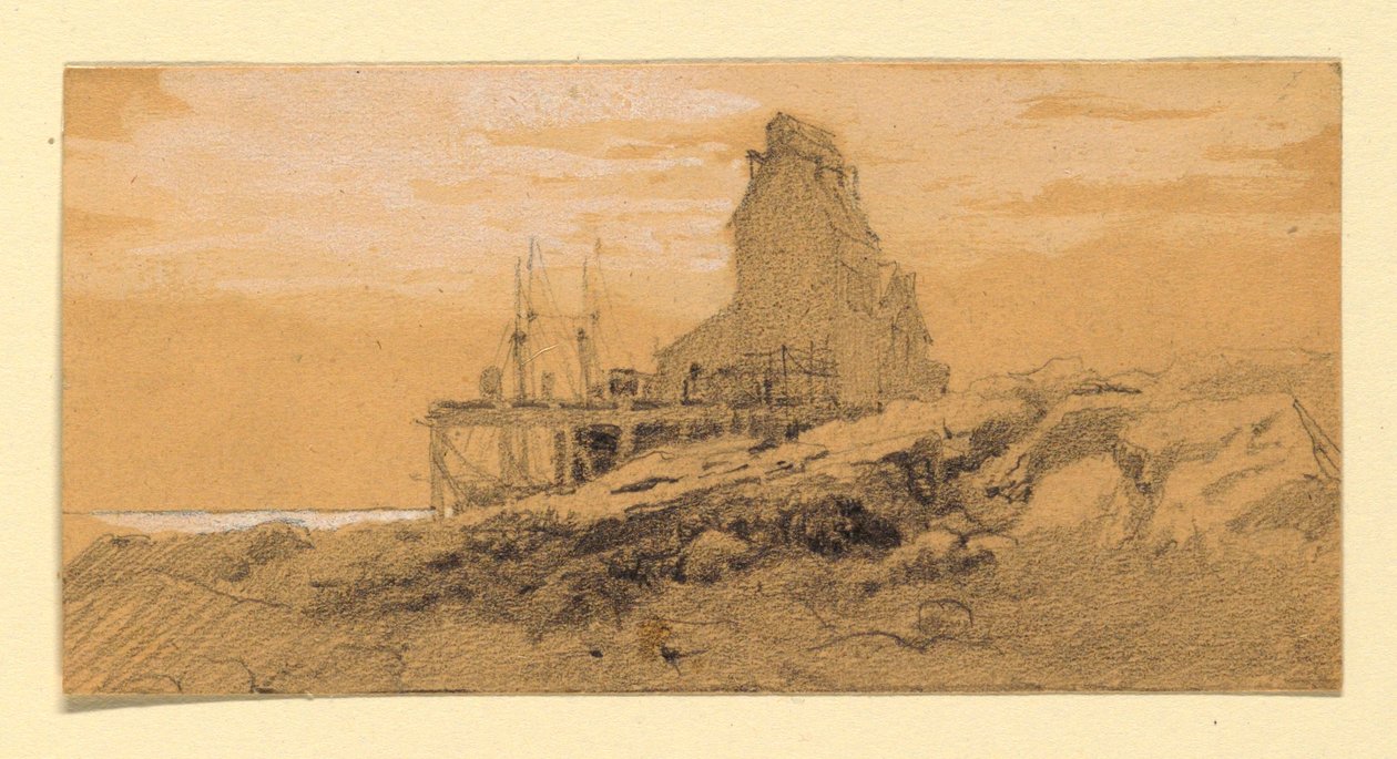 Fabrik vid stranden. av Howard Russell Butler
