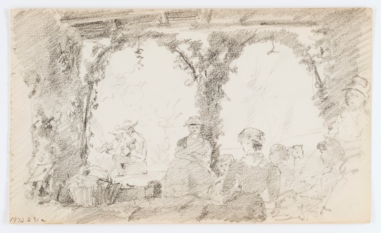 Utan titel (Sittande figurer och musiker) av Howard Russell Butler