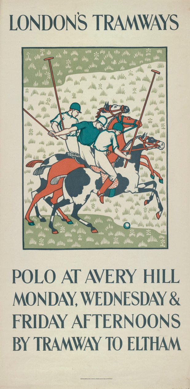 "Polo at Avery Hill", London County Council LCC Tramways affisch, 1923 av Howard Spear
