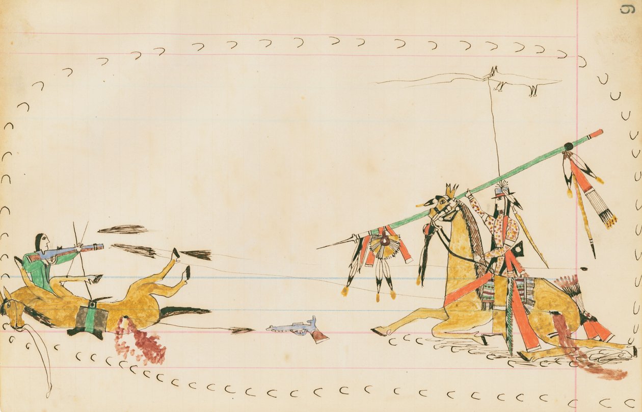 Howling Wolf and Another Warrior, 1874-75 (penna, bläck och wc på huvudbokpapper) av Howling Wolf