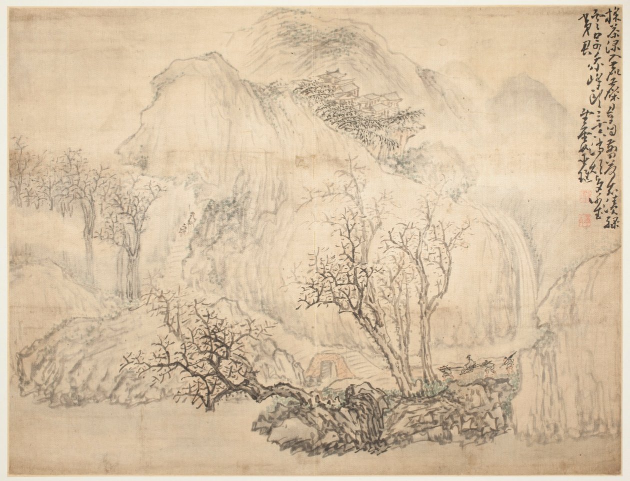 Landskap och figurer: Landskap av Huang Shen