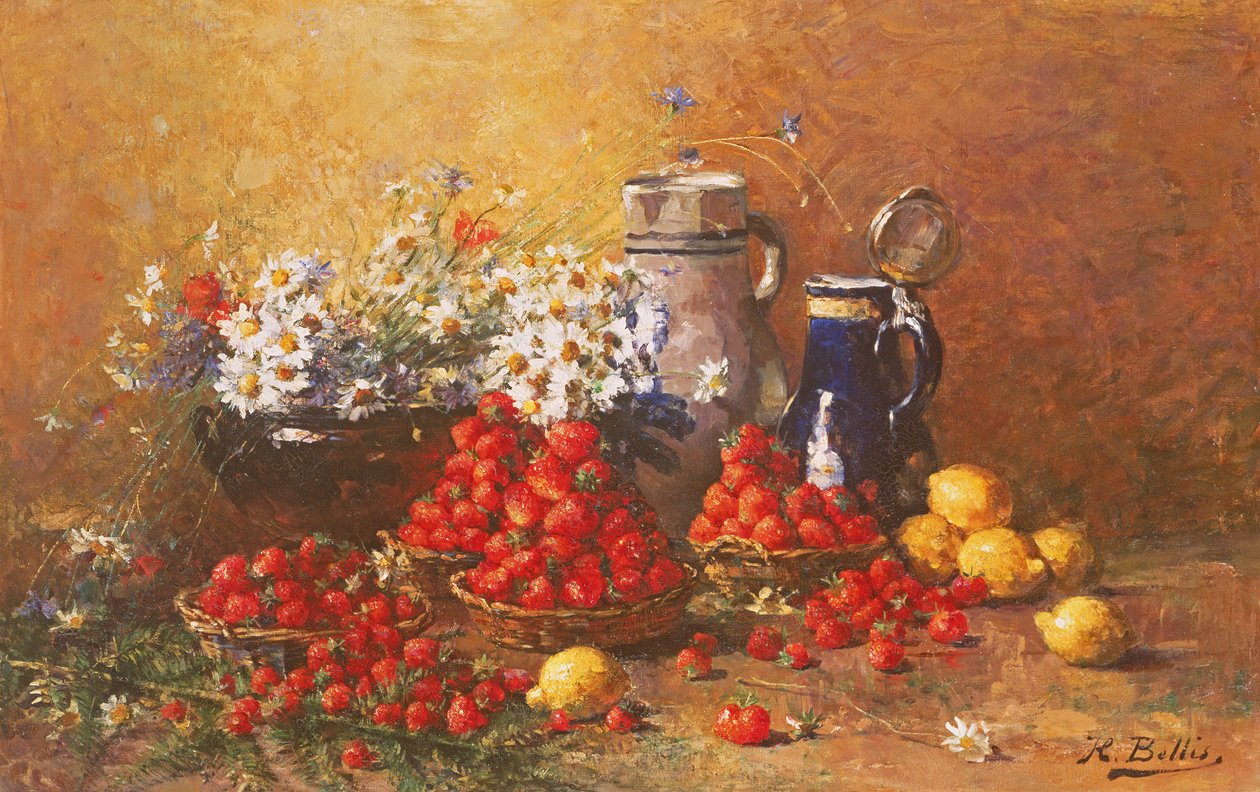 Stilleben av blommor och frukt av Hubert Bellis
