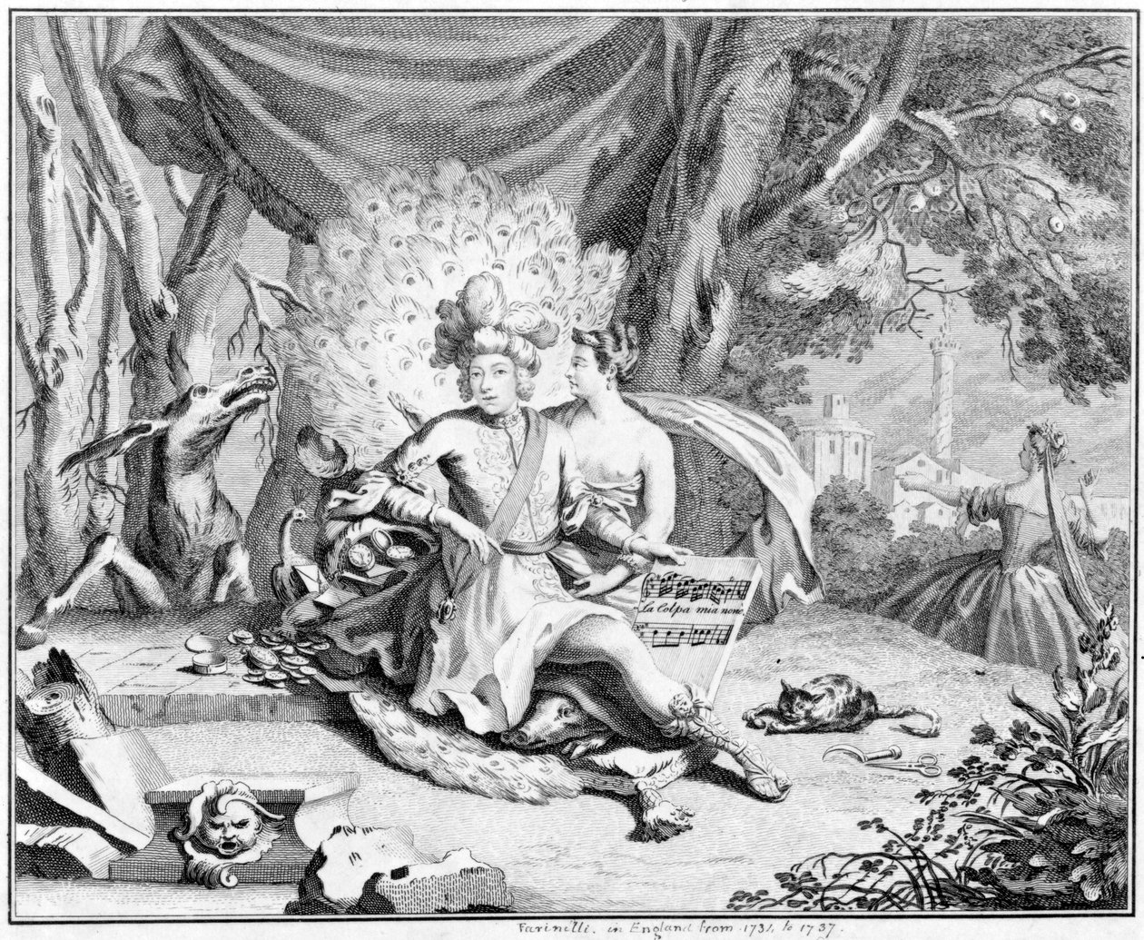 Satir över en kastratsångare, 1730-40 av Hubert Francois Gravelot