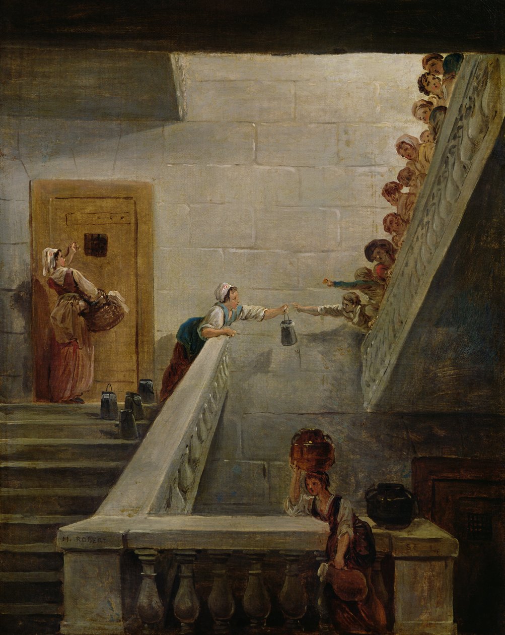 Uddeling af mælk i St. Lazare Prison, 1794 swed av Hubert Robert