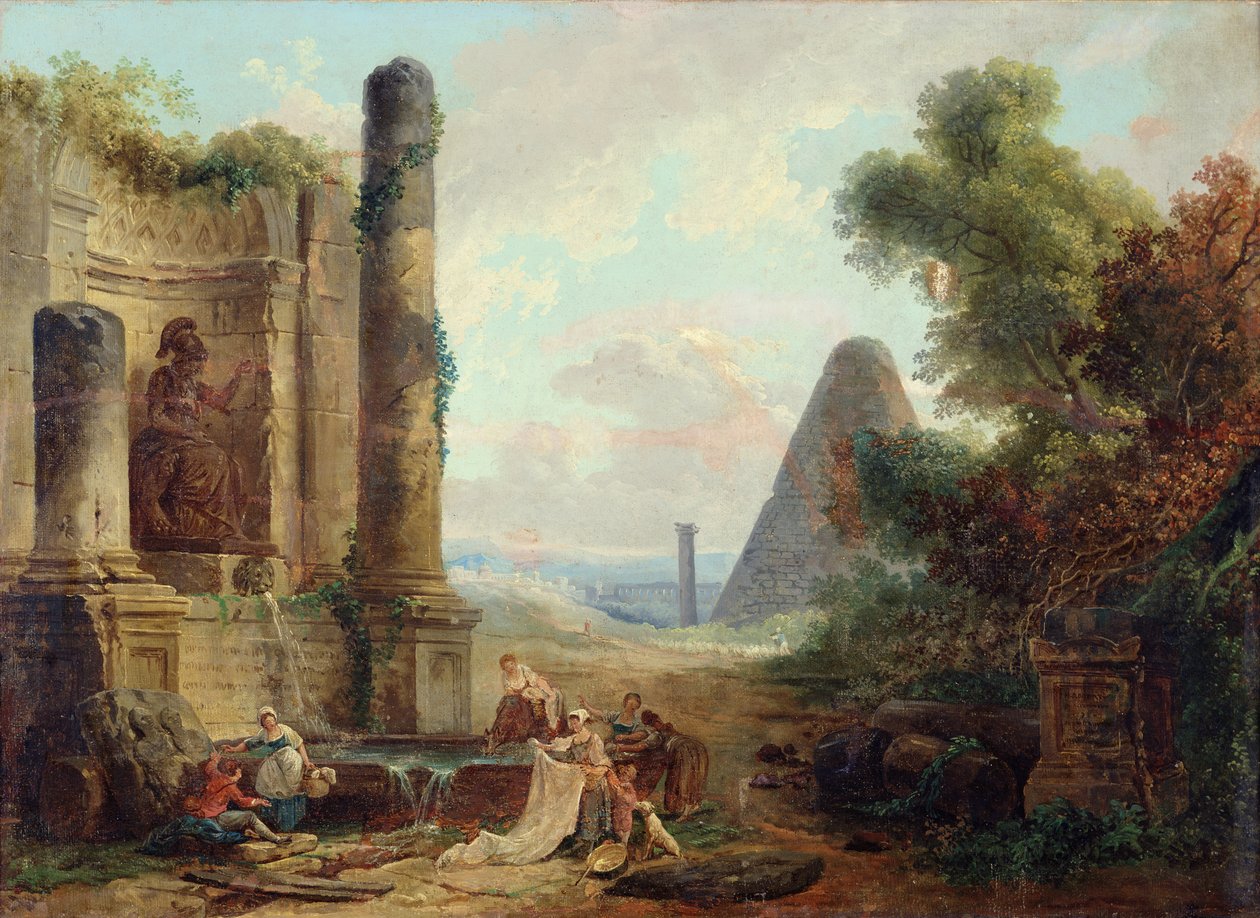 Minervas fontän, Rom, 1772 av Hubert Robert